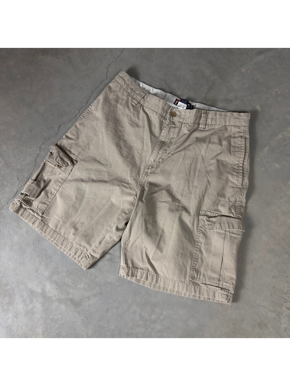 Chaps Cargo Shorts Mens 36 Khaki Tan Cotton Canvas Baggy